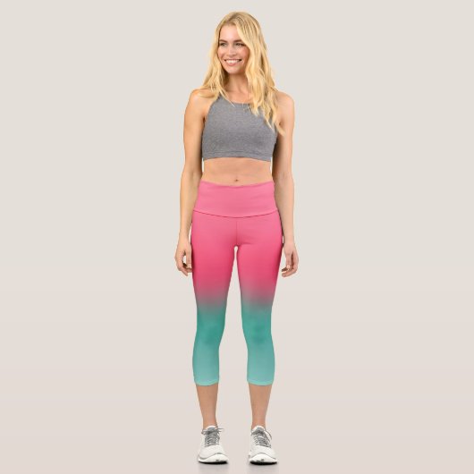 StyPink und Green Ombre Capri Leggings (Vorderseite)