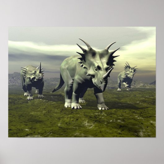 Styracosaurus dinosaurier - 3D-Darstellung Poster (Vorne)