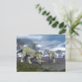 Styracosaurus-Dinosaurier gehen ins Wasser - 3D-Da Postkarte (Stehend Vorderseite)