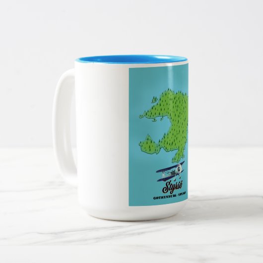 Styrsö-Göteborger Landkarte Zweifarbige Tasse (Vorderseite Links)