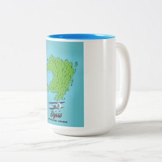 Styrsö-Göteborger Landkarte Zweifarbige Tasse (VorderseiteRechts)