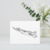 SU 25 Grach Soviet Frogfoot Plane Sketch Postkarte (Stehend Vorderseite)