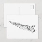 SU 25 Grach Soviet Frogfoot Plane Sketch Postkarte (Vorne/Hinten)