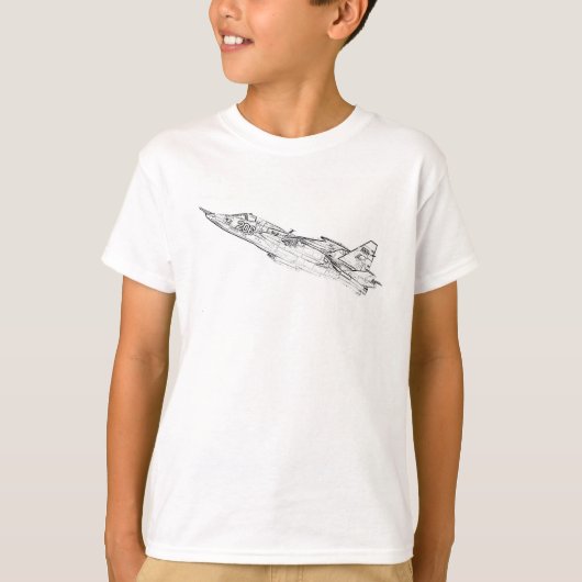 SU 25 Grach sowjetische Frogfoot Flugzeug Sketch T-Shirt (Vorderseite)