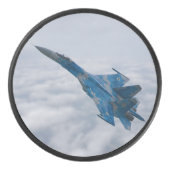 SU-27 Flanker über den Wolken Eishockey Puck (Vorderseite)