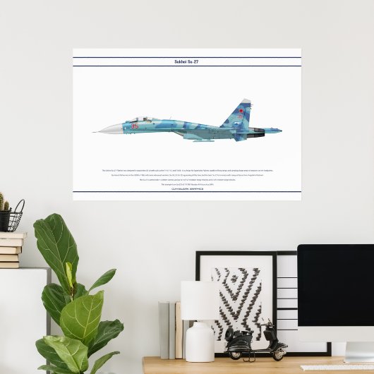 Su-27 Russland 3 Poster (Heimbüro)