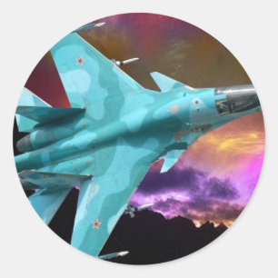 SU-30 RUSSISCHER KAMPFJET RUNDER AUFKLEBER