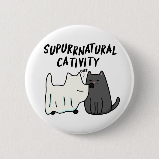 Su-purr-natürliche Kreativität Funny Cat Pun Button (Vorderseite)