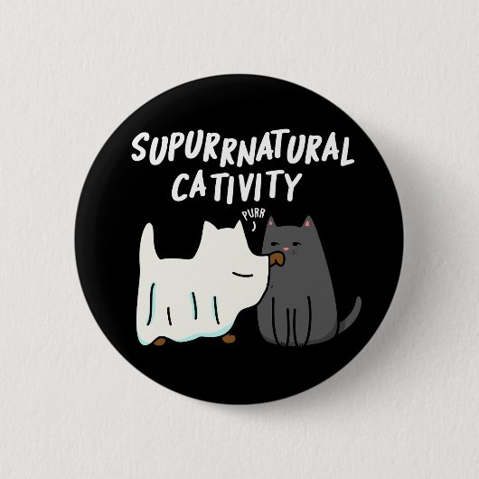 Su-purr-natürliche Kreativität Funny Cat Pun Dark Button (Vorderseite)