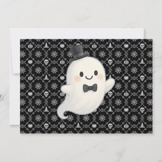 Suave Cartoon Ghost Halloween Einladung (Vorderseite)