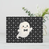 Suave Cartoon Ghost Halloween Einladung (Stehend Vorderseite)