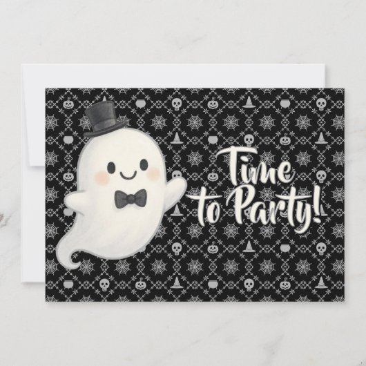 Suave Cartoon Ghost Halloween Einladung (Vorderseite)