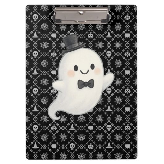 Suave Cartoon Ghost Halloween Klemmbrett (Vorderseite)