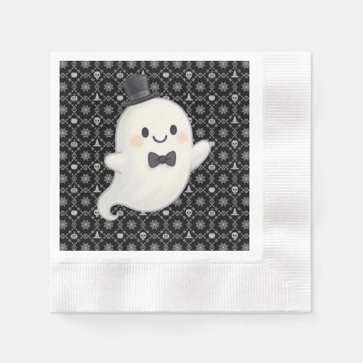 Suave Cartoon Ghost Halloween Serviette (Vorderseite)