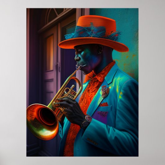 Suave New Orleans Jazz Trumpet Player Poster (Vorne)