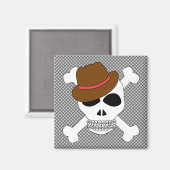 Suave Skull Crossbones mit Fedora Magnet (Vorderseite/Rückseite)