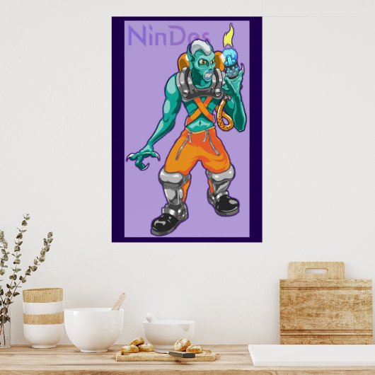Sub Creature mit Flammenausrüstung Poster (Küche)