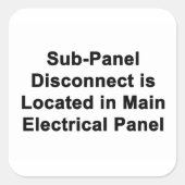 Sub-Panel Disconnect Located in Main Panel sticker (Vorderseite)