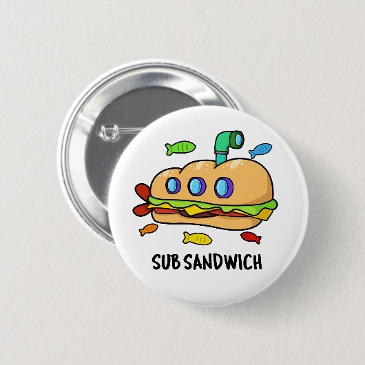 Sub Sandwich Funny Food Pub Button (Vorne & Hinten)