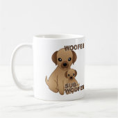 Sub-Woofer Hund Welpe Funny Mug oder Travel Mug Kaffeetasse (Links)