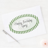 Subalternes Green/White Simple Stripes-Muster Ovaler Aufkleber (Umschlag)