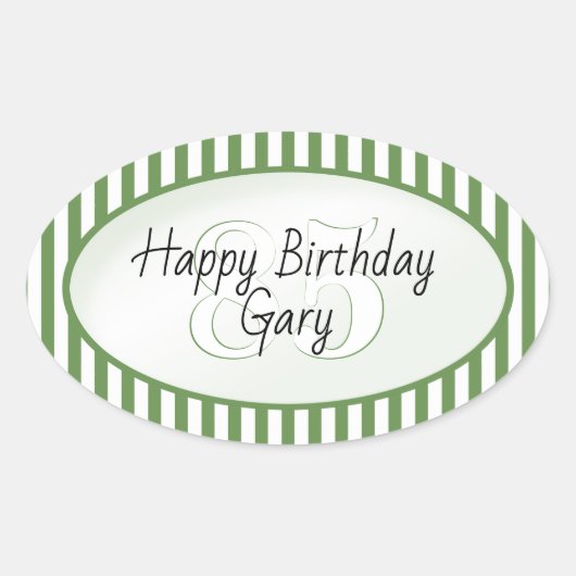 Subalternes Green/White Simple Stripes-Muster Ovaler Aufkleber (Vorderseite)