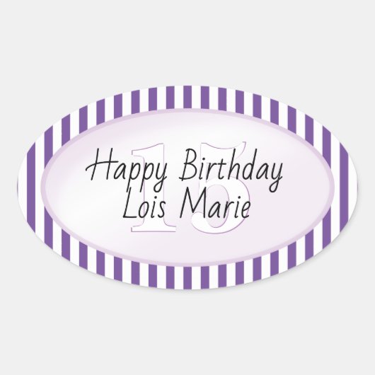 Subalternes Lila/weißes Muster Ovaler Aufkleber (Vorderseite)