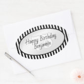 Subalternes Schwarz/Weiß-Muster für einfache Strei Ovaler Aufkleber (Umschlag)