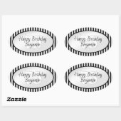 Subalternes Schwarz/Weiß-Muster für einfache Strei Ovaler Aufkleber (Blatt)