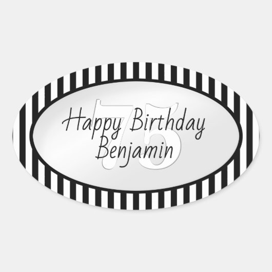 Subalternes Schwarz/Weiß-Muster für einfache Strei Ovaler Aufkleber (Vorderseite)