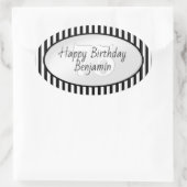 Subalternes Schwarz/Weiß-Muster für einfache Strei Ovaler Aufkleber (Tasche)