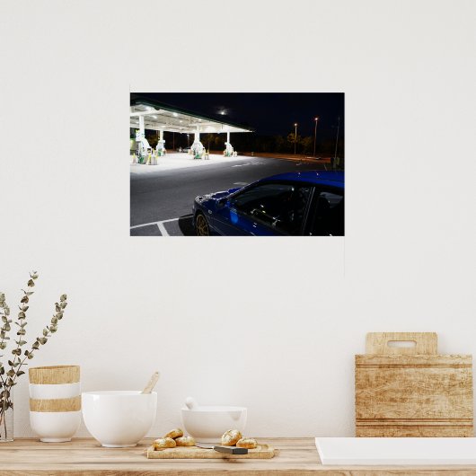Subaru Impreza P1 Nachtruhestation auf der Autobah Poster (Küche)
