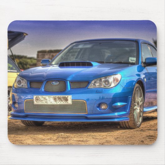 Subaru Impreza WTI "Hawkeye" im Blau Mousepad (Vorne)