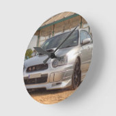 Subaru Impreza WTI - Körper-Ausrüstung (Silber) Runde Wanduhr (Winkel)
