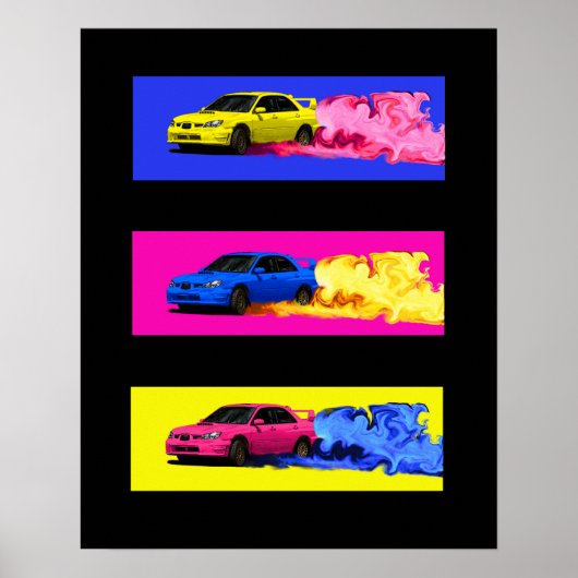 Subaru STi Drift in Farbe Poster (Vorne)