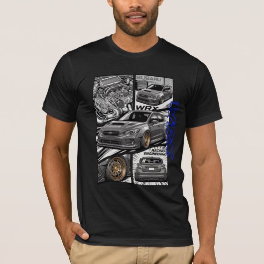 Subaru WRX JDM Manga Comic Panel T-Shirt (Vorderseite)