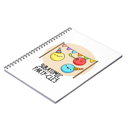 Subatomic Party cles Funny Science Pun Notizblock (Linke Seite)
