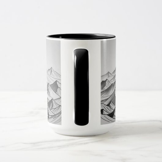 SubhanAllah | Majestic Mountain Islamic Line Art Tasse (Griff)