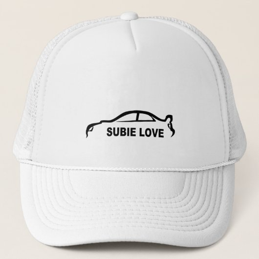 Subie Liebe-Schwarz-Silhouette Truckerkappe (Vorderseite)