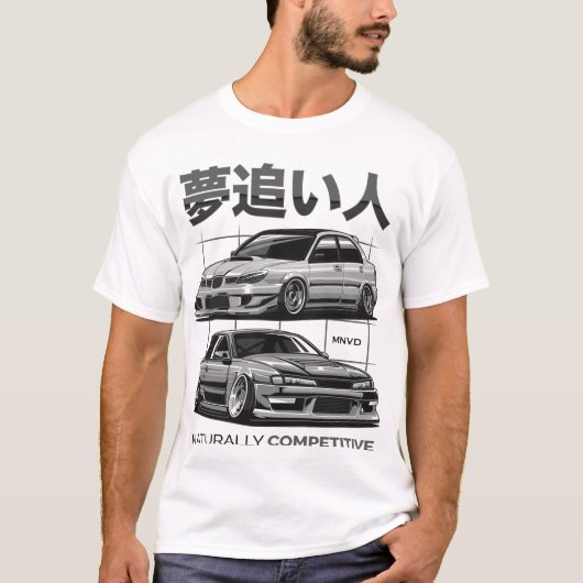 Subie vs Silvia Automotive Car Illustration T-Shirt (Vorderseite)