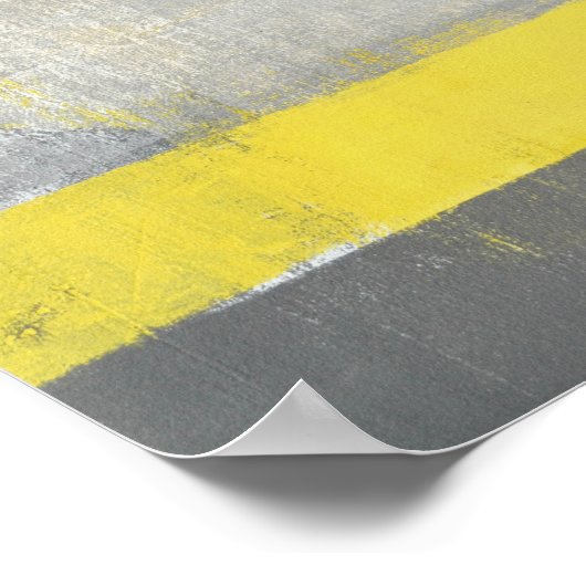 'Subjektive' Graue und gelbe Abstrakte Kunst Poster (Ecke)