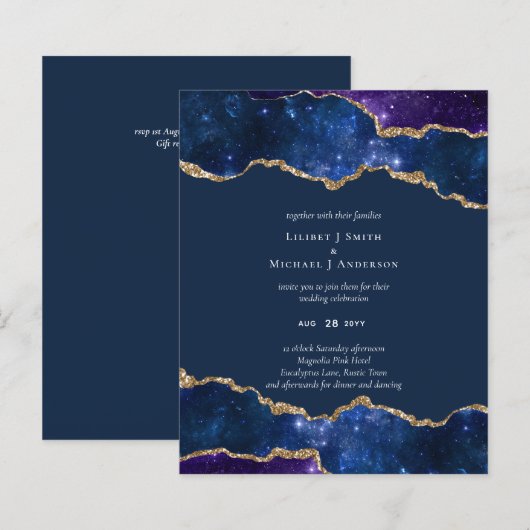 Sublime Agate Blue Gold WEDDING SUITE (Vorne/Hinten)