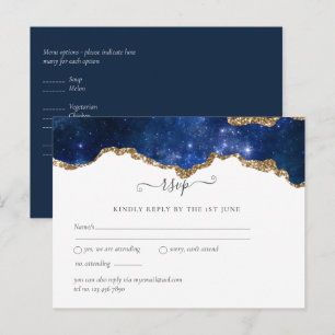 Sublime Agate Blue Gold WEDDING SUITE Postkarte