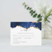 Sublime Agate Blue Gold WEDDING SUITE Postkarte (Stehend Vorderseite)