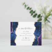 Sublime Agate Blue Gold WEDDING SUITE Postkarte (Stehend Vorderseite)