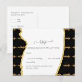 Sublime Black Gold Fleur De Lys Wedding Postkarte (Vorne/Hinten)