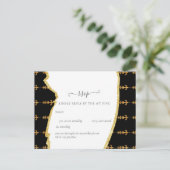 Sublime Black Gold Fleur De Lys Wedding Postkarte (Stehend Vorderseite)