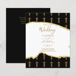 Sublime BLack GOLD White Wedding Einladungen
