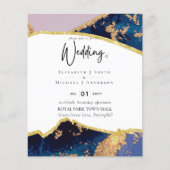 Sublime Blue Gold Agate Hochzeitseinladungen (Vorderseite)