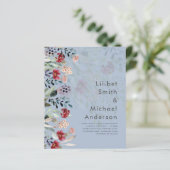 Sublime Burgundy Blue Wildblumen Wedding Elegant (Stehend Vorderseite)